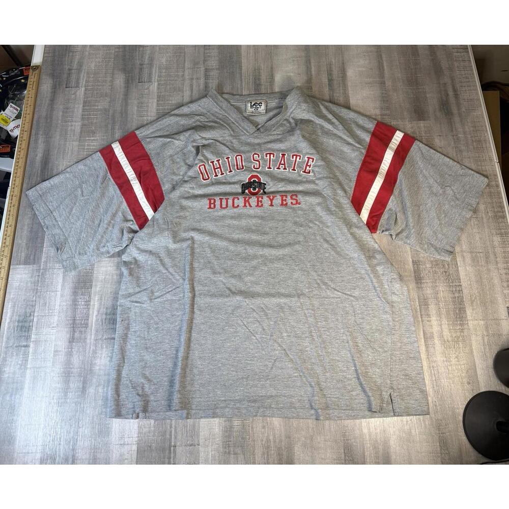Vintage Ohio State Buckeyes Shirt Men’s XL V Neck 3/4 Sleeve Baggy Raglan Lee